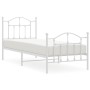 Estructura cama metal con cabecero y pie cama blanca 90x190 cm de vidaXL, Camas y somieres - Ref: Foro24-353498, Precio: 92,3...