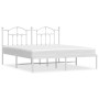 Estructura de cama de metal con cabecero blanco 180x200 cm de vidaXL, Camas y somieres - Ref: Foro24-353492, Precio: 147,38 €...