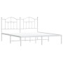 Estructura de cama de metal con cabecero blanco 180x200 cm de vidaXL, Camas y somieres - Ref: Foro24-353492, Precio: 147,38 €...