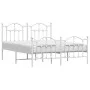 Metal bed frame with headboard and white footboard 135x190 cm by vidaXL, Beds and slatted bases - Ref: Foro24-353505, Price: ...