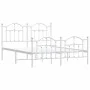 Metal bed frame with headboard and white footboard 135x190 cm by vidaXL, Beds and slatted bases - Ref: Foro24-353505, Price: ...