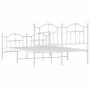 Metal bed frame with headboard and white footboard 135x190 cm by vidaXL, Beds and slatted bases - Ref: Foro24-353505, Price: ...
