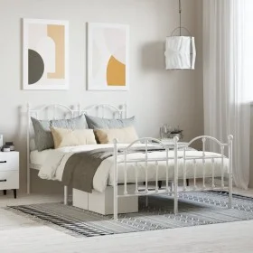 Estructura cama metal con cabecero y estribo blanco 120x190 cm de vidaXL, Camas y somieres - Ref: Foro24-353503, Precio: 132,...