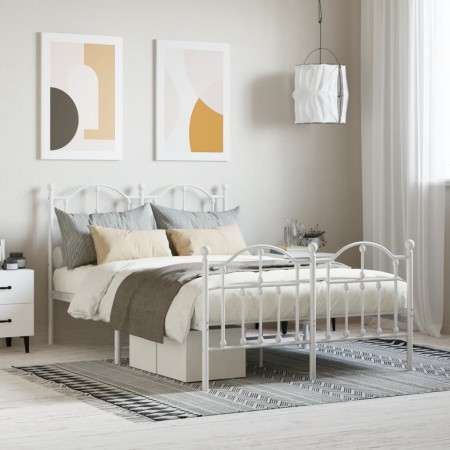 Estructura cama metal con cabecero y estribo blanco 120x190 cm de vidaXL, Camas y somieres - Ref: Foro24-353503, Precio: 135,...