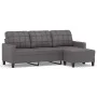 Sofá de 3 plazas con taburete cuero sintético gris 180 cm de vidaXL, Sofás - Ref: Foro24-3201016, Precio: 275,40 €, Descuento: %