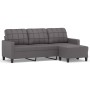 Sofá de 3 plazas con taburete cuero sintético gris 180 cm de vidaXL, Sofás - Ref: Foro24-3201016, Precio: 318,51 €, Descuento: %