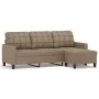 Sofá 3 plazas y taburete cuero sintético color capuchino 180 cm de vidaXL, Sofás - Ref: Foro24-3201018, Precio: 331,49 €, Des...
