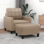 Sillón con taburete cuero sintético color capuchino 60 cm de vidaXL, Sofás - Ref: Foro24-3201013, Precio: 224,26 €, Descuento: %