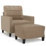 Sillón con taburete cuero sintético color capuchino 60 cm de vidaXL, Sofás - Ref: Foro24-3201013, Precio: 224,26 €, Descuento: %