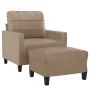 Sillón con taburete cuero sintético color capuchino 60 cm de vidaXL, Sofás - Ref: Foro24-3201013, Precio: 224,26 €, Descuento: %