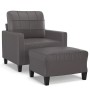 Sillón con taburete cuero sintético gris 60 cm de vidaXL, Sofás - Ref: Foro24-3201011, Precio: 191,24 €, Descuento: %