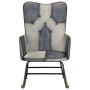 Mecedora de cuero auténtico y lona gris de vidaXL, Mecedoras - Ref: Foro24-339693, Precio: 101,47 €, Descuento: %