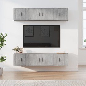 Set de muebles de TV 6 pzas madera contrachapada gris hormigón en Muebles TV | Comprar online en Foru.es