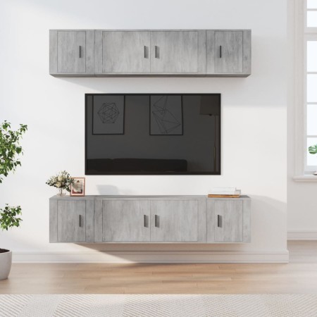 Set de muebles de TV 6 pzas madera contrachapada gris hormigón en Muebles TV | Comprar online en Foru.es