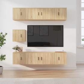 Set de muebles para TV 7 pzas madera contrachapada roble Sonoma en Muebles TV | Comprar online en Foru.es