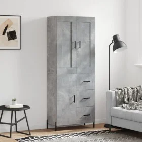 Concrete gray plywood tall sideboard 69.5x34x180 cm by vidaXL, Sideboards - Ref: Foro24-3199821, Price: 164,77 €, Discount: %
