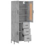 Aparador alto madera contrachapada gris hormigón 69,5x34x180 cm de vidaXL, Aparadores - Ref: Foro24-3199821, Precio: 169,09 €...