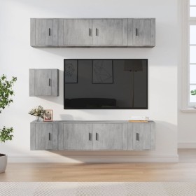 Set de muebles de TV 7 pzas madera contrachapada gris hormigón en Muebles TV | Comprar online en Foru.es