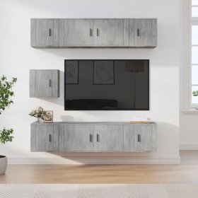 Set de muebles de TV 7 pzas madera contrachapada gris hormigón en Muebles TV | Comprar online en Foru.es