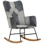 Mecedora de cuero auténtico y lona gris de vidaXL, Mecedoras - Ref: Foro24-339693, Precio: 101,47 €, Descuento: %