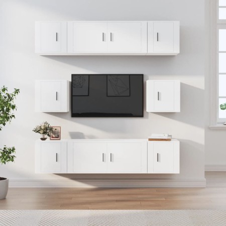 Set de muebles para TV 8 piezas madera contrachapada blanco en Muebles TV | Comprar online en Foru.es