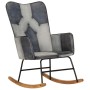 Mecedora de cuero auténtico y lona gris de vidaXL, Mecedoras - Ref: Foro24-339693, Precio: 101,47 €, Descuento: %
