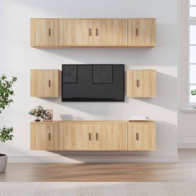 Set de muebles para TV 8 pzas madera contrachapada roble Sonoma en Muebles TV | Comprar online en Foru.es