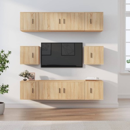 Set de muebles para TV 8 pzas madera contrachapada roble Sonoma en Muebles TV | Comprar online en Foru.es