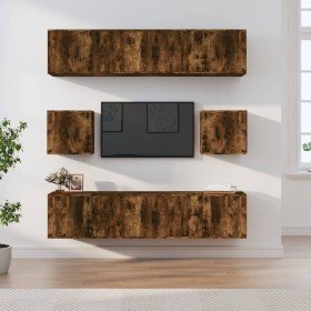 Set de muebles de TV 8 pzas madera contrachapada roble ahumado en Muebles TV | Comprar online en Foru.es