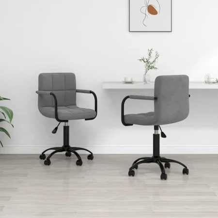 Sillas de comedor giratorias 2 unidades terciopelo gris oscuro de vidaXL, Sillas de comedor - Ref: Foro24-334722, Precio: 128...