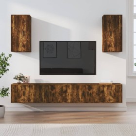 Set de muebles de TV 6 pzas madera contrachapada roble ahumado en Muebles TV | Comprar online en Foru.es