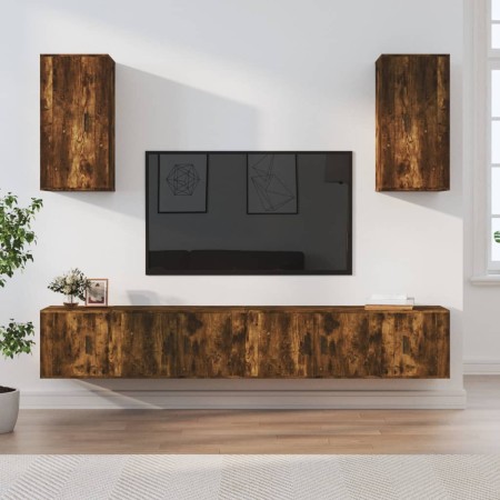 Set de muebles de TV 6 pzas madera contrachapada roble ahumado en Muebles TV | Comprar online en Foru.es