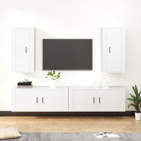 Set de muebles para TV 4 piezas madera contrachapada blanco en Muebles TV | Comprar online en Foru.es