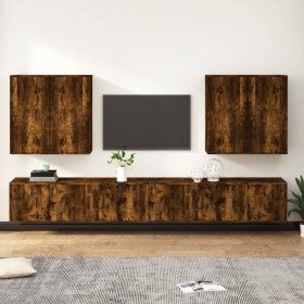 Set de muebles de TV 8 pzas madera contrachapada roble ahumado en Muebles TV | Comprar online en Foru.es
