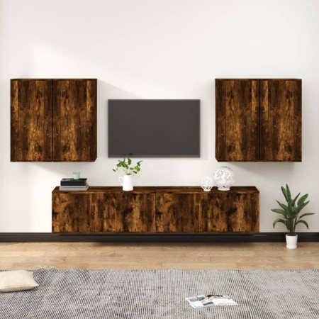 Set de muebles de TV 6 pzas madera contrachapada roble ahumado en Muebles TV | Comprar online en Foru.es