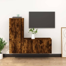 Set de muebles de TV 2 pzas madera contrachapada roble ahumado en Muebles TV | Comprar online en Foru.es