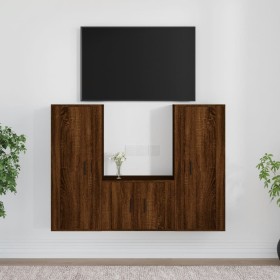 Set de muebles para TV 3 pzas madera contrachapada roble marrón en Muebles TV | Comprar online en Foru.es