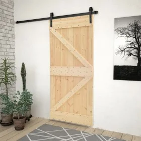Puerta corredera con herrajes madera maciza de pino 90x210 cm de vidaXL, Puertas - Ref: Foro24-3057500, Precio: 175,97 €, Des...