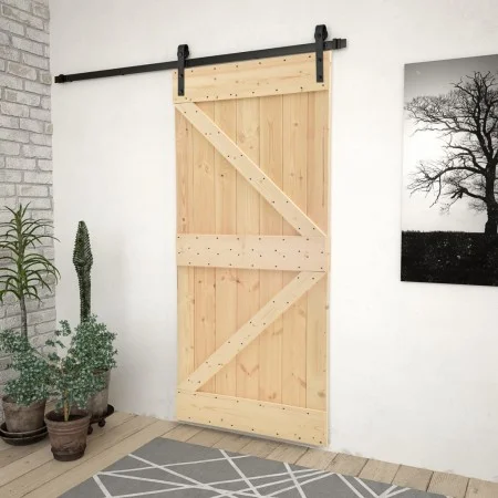 Sliding door with solid pine wood fittings 100x210 cm by vidaXL, Doors - Ref: Foro24-3057504, Price: 222,43 €, Discount: %