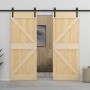 Puerta corredera con herrajes madera maciza de pino 100x210 cm de vidaXL, Puertas - Ref: Foro24-3057599, Precio: 432,79 €, De...