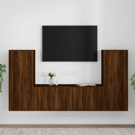 Set de muebles para TV 4 pzas madera contrachapada marrón roble en Muebles TV | Comprar online en Foru.es