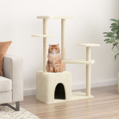 Rascador para gatos con postes de sisal color crema 107,5 cm de vidaXL, Mobiliario para gatos - Ref: Foro24-172070, Precio: 3...