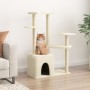 Rascador para gatos con postes de sisal color crema 107,5 cm de vidaXL, Mobiliario para gatos - Ref: Foro24-172070, Precio: 3...