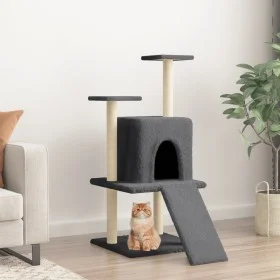 Rascador para gatos con postes de sisal gris oscuro 110 cm de vidaXL, Mobiliario para gatos - Ref: Foro24-172039, Precio: 48,...