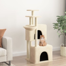 Rascador para gatos con postes de sisal color crema 122 cm de vidaXL, Mobiliario para gatos - Ref: Foro24-172052, Precio: 57,...
