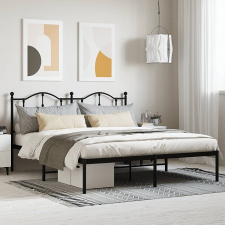 Estructura de cama con cabecero metal negro 180x200 cm de vidaXL, Camas y somieres - Ref: Foro24-353443, Precio: 137,19 €, De...