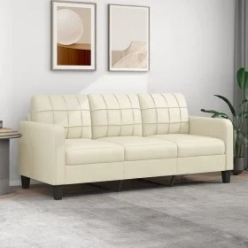 Sofá de 3 plazas de cuero sintético color crema 180 cm de vidaXL, Sofás - Ref: Foro24-359123, Precio: 230,96 €, Descuento: %