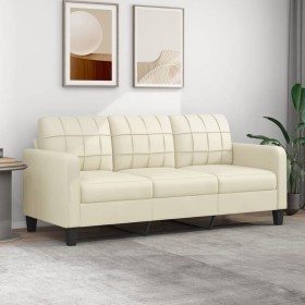 Sofá de 3 plazas de cuero sintético color crema 180 cm de vidaXL, Sofás - Ref: Foro24-359123, Precio: 234,52 €, Descuento: %