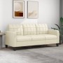 Sofá de 3 plazas de cuero sintético color crema 180 cm de vidaXL, Sofás - Ref: Foro24-359123, Precio: 234,52 €, Descuento: %