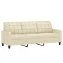 Sofá de 3 plazas de cuero sintético color crema 180 cm de vidaXL, Sofás - Ref: Foro24-359123, Precio: 230,96 €, Descuento: %